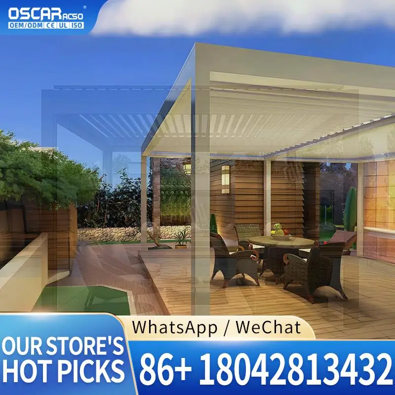 Hot Sale Laser Cut Aluminium Motorized Sun Shading Louvered Opening Roof for Garden Patio Backyard pergola