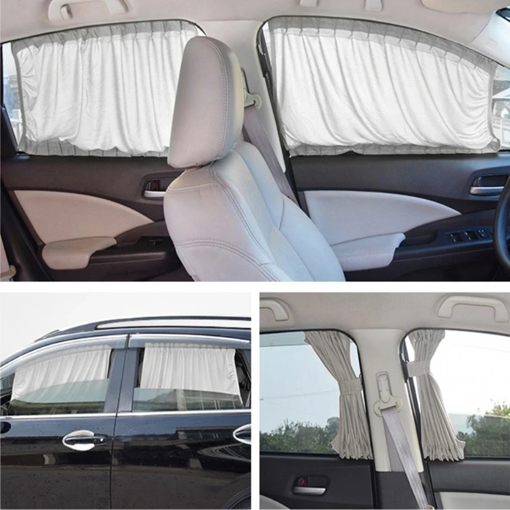 2pcs Universal Car Sun Shade Side Window Curtain Auto Foldable Uv Protection Black Pure Cloth Sun Visor Blinds Cover Car-Styling