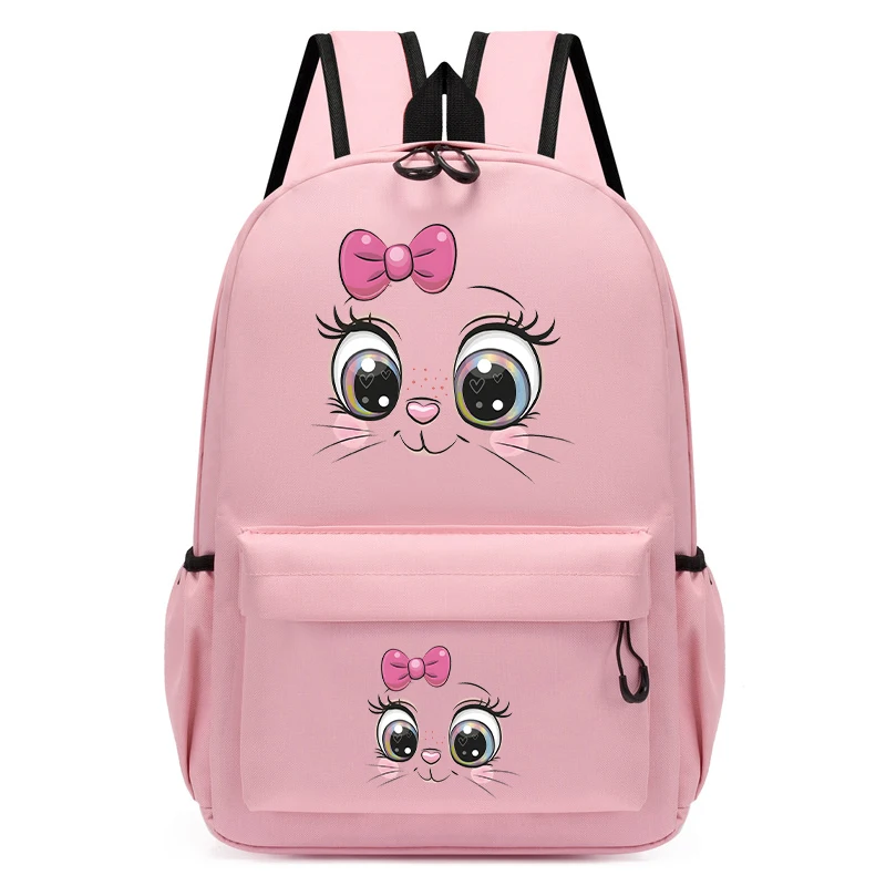 Sac à Dos d'École Maternelle pour Enfant, Cartable Kawaii avec Visage de Chaton de Dessin Animé Mignon, pour Garçon et Fille