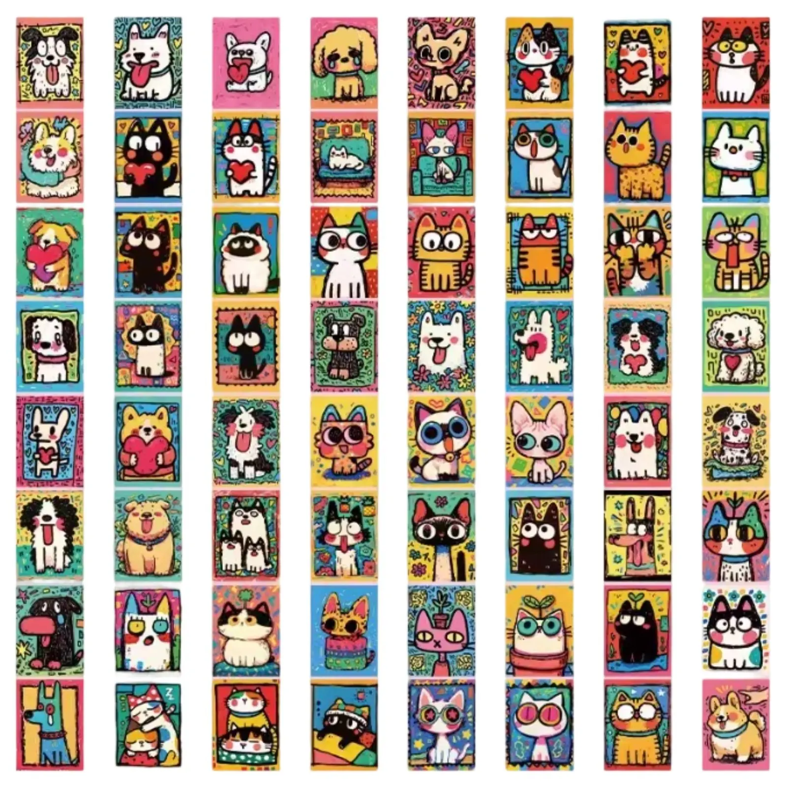Drawing Stickers, Cute Cat and Dog Art, Colorful, Notebook Decoration, DIY Notebook