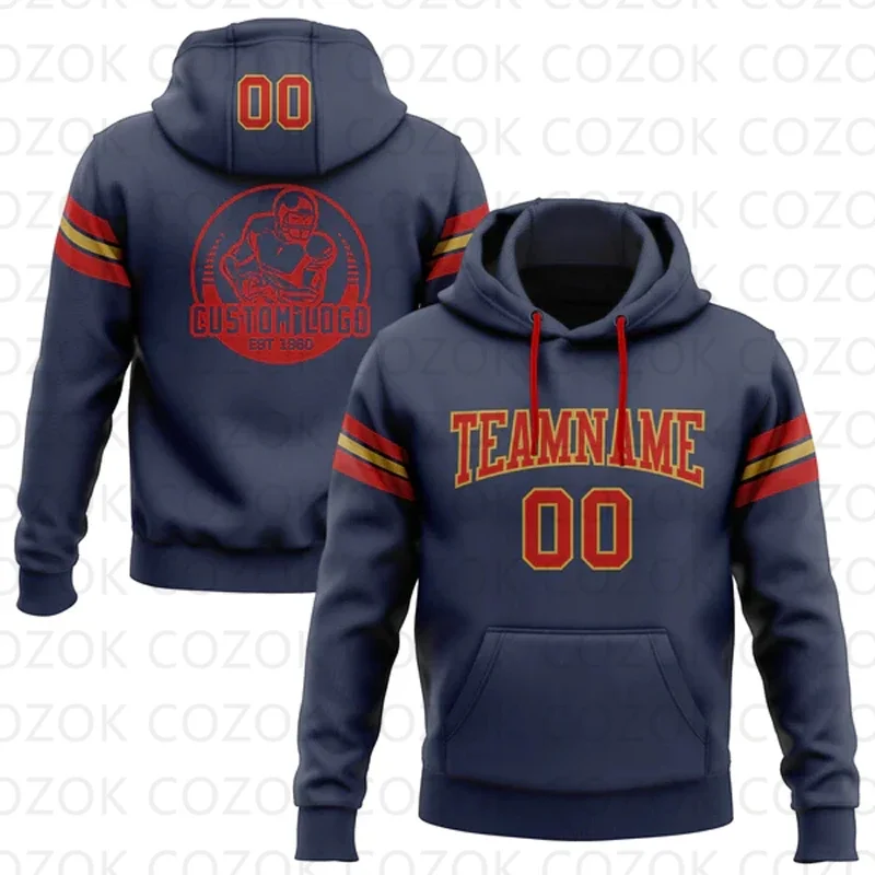 Customized Hoodie Dark Blue Color Jersey 3D Printed  Unisex Pullovers Hoodie Casual Sweatshirts