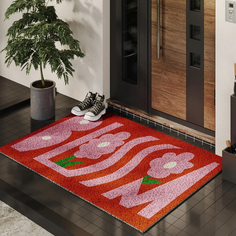 

Dopamine Flower Entrance Door Floor Mat Household Wire Loop Entrance Door Foot Pad Entry Porch Carpet Mud Mat