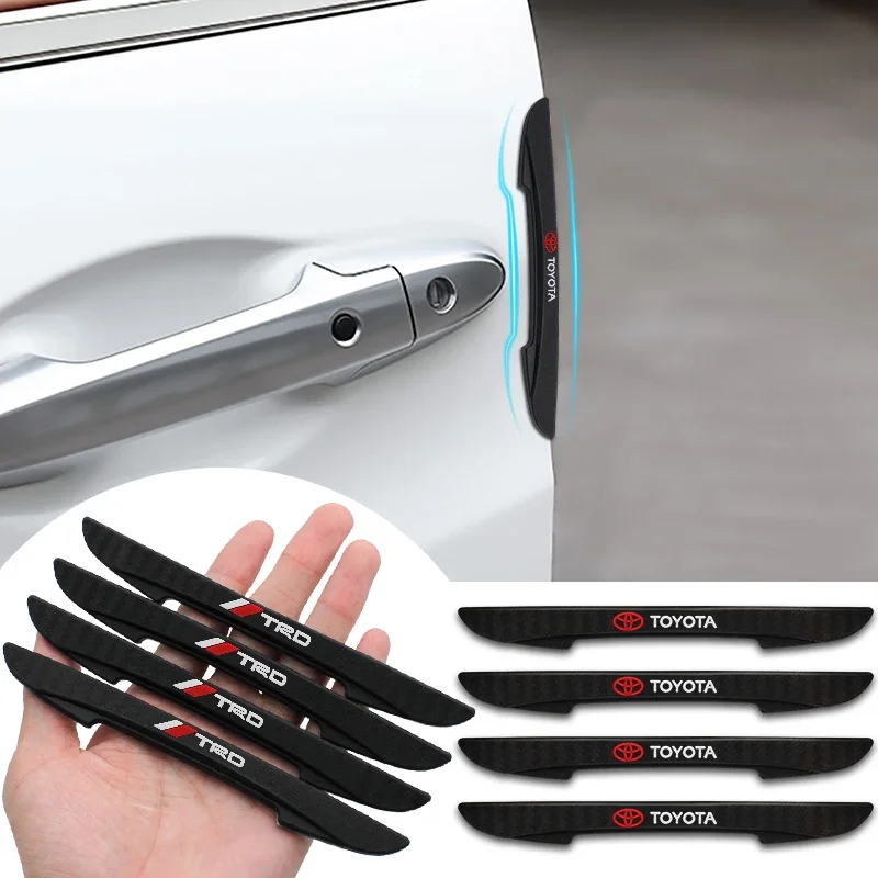 4PCS Bumper Anti-collision Strip Car Door Anti-Scratch Protector Stickers For Toyota TRD Logo Corolla Chr Avensis Yaris Styling