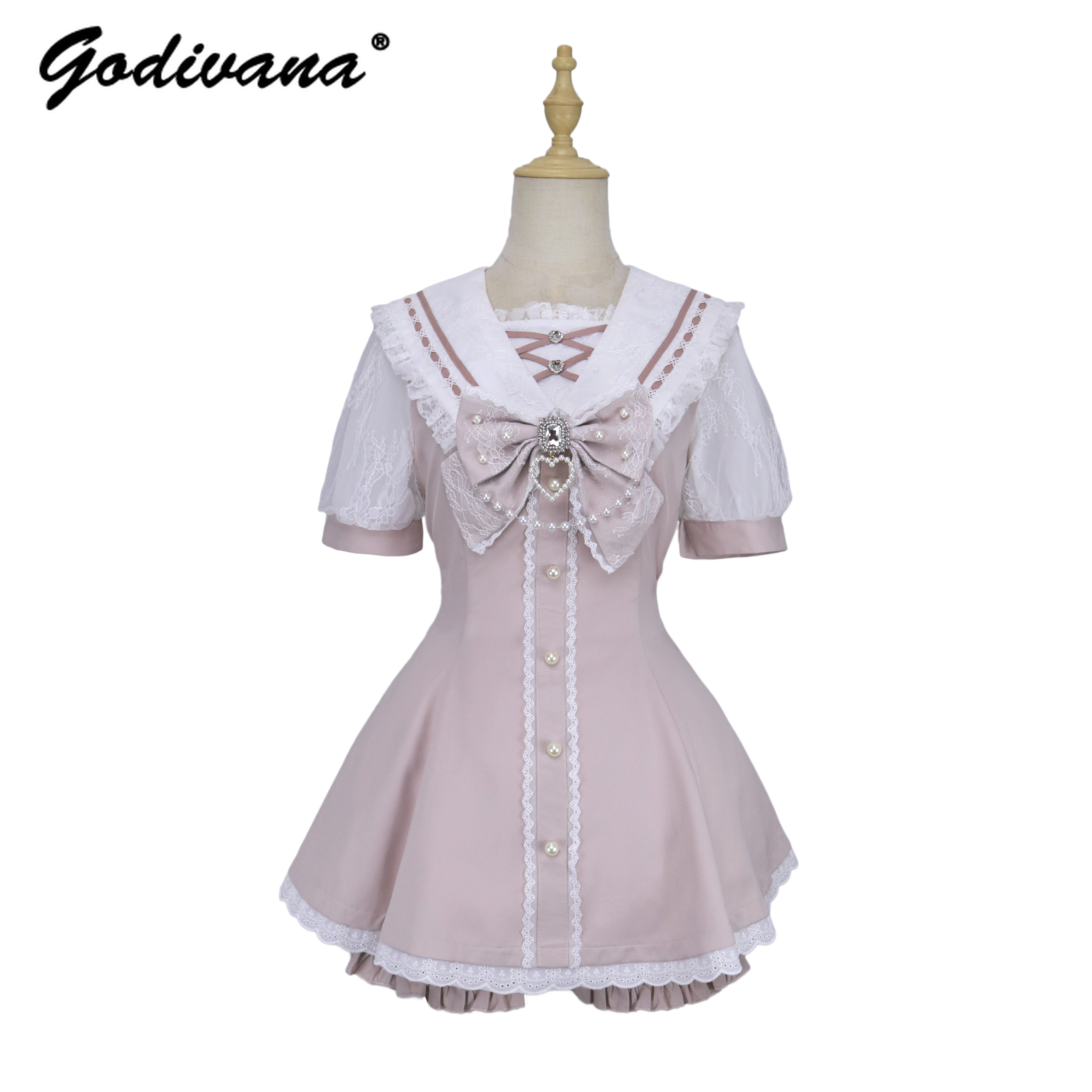 Original Japanese Mine Mass-ผลิตLolitaชุดฤดูร้อนใหม่หวานสตรีกะลาสีคอปกแขนสั้นชุดด้านบนและกางเกงขาสั้นชุด