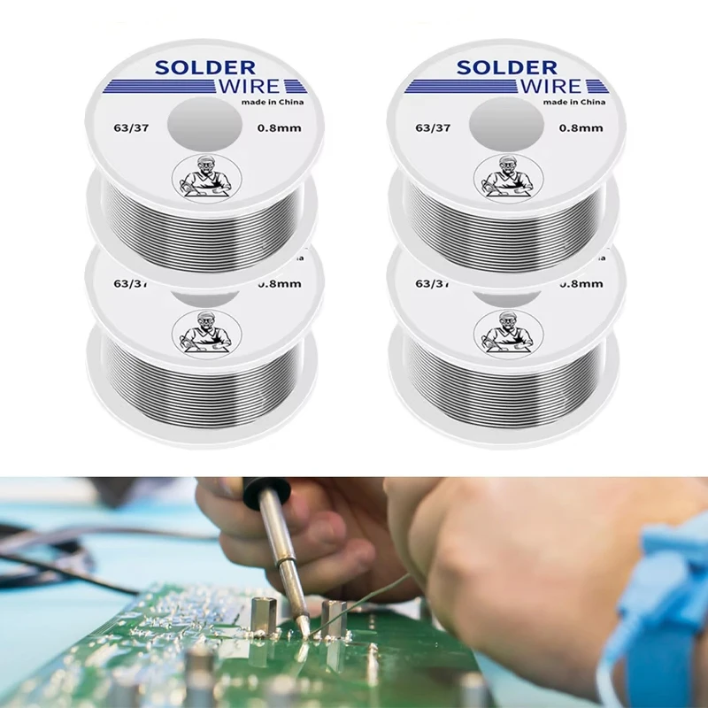 0.8mm 1.0mm Solder Wire Flux Rosin Core Weldring Tin Lead Roll Soldering Wire Tin Melt Rosin Wire Roll No-clean FLUX 2.0%