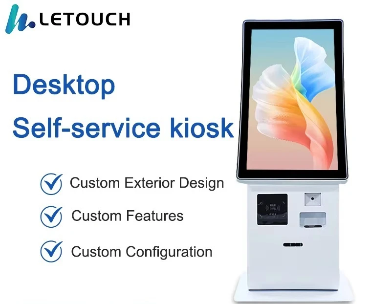 23.6 Inch Curved Touch Screen Windows Indoor Interactive Self Service Kiosk Multi-functional Payment Order Inquiry