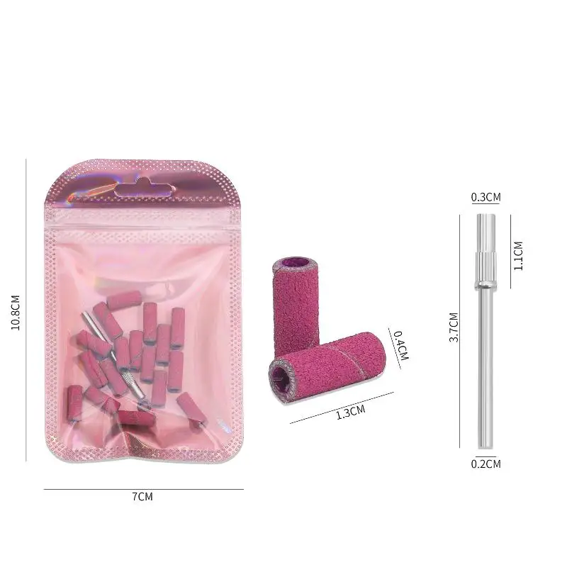 20 個ミニサンディングバンドリング肥厚ネイルドリルビット 1 個マンドレルセット付きカラフルな電気マニキュアアクセサリーツール