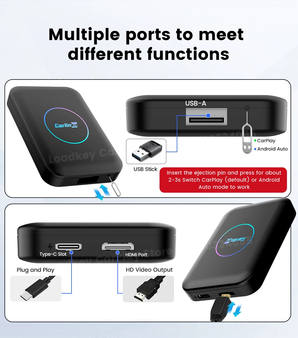 CarlinKit Android AI Box Wireless Adapter Lite S Kabelloser Dongle CarPlay Android Auto für IPTV YouTube Netflix Spotify HD-Ausgang – Detail 14