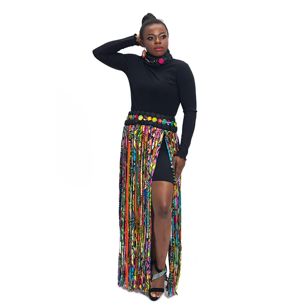2023 African Beads Handmade Jewelry Skirt African Ankara Necklaces Jewelry Conversion Piece Rope Necklace Shawl Tribal SP017