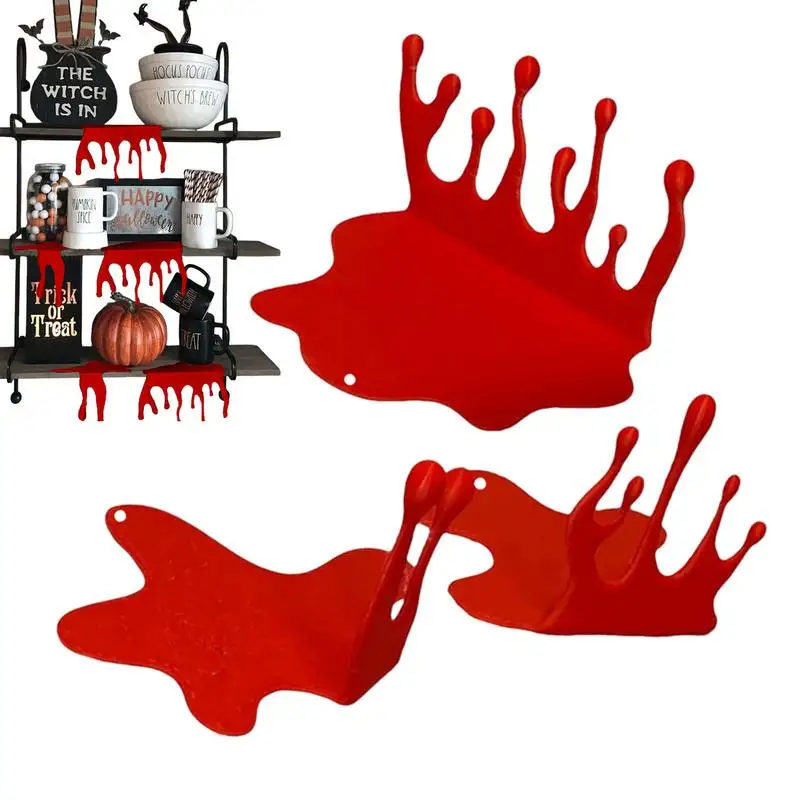 Halloween Blood Drop Horror 3pcs Blood Droplet Spooky Sculpture In Metal Create Gothic Atmosphere Indoor Outdoor Photography