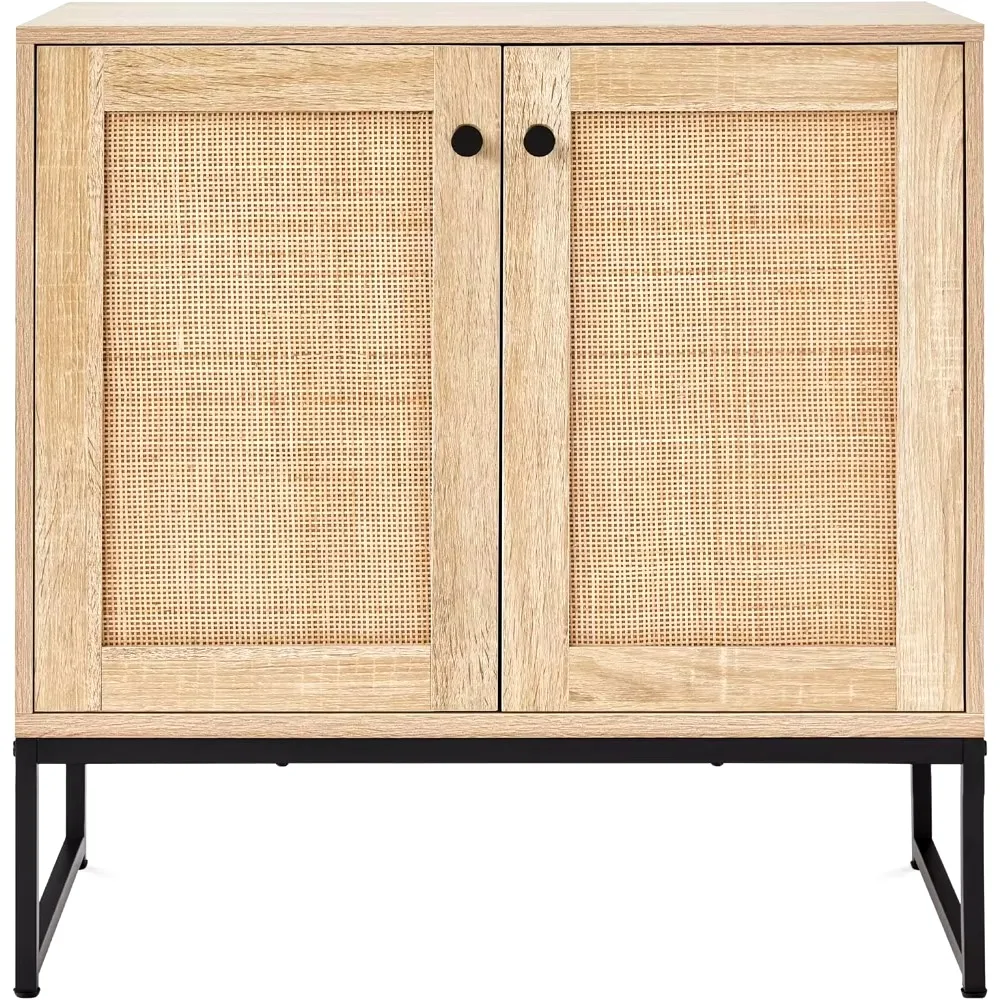 2-Door Rattan Storage Cabinet, Accent Furniture, Multifunctional Cupboard for Living Room, Hallway, Kitchen  wardrobes