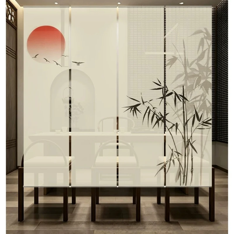 Zen Bamboo hanging room divider – Light Filtering Semi Sheer Gauze Drape for Tatami Room, SPA, Meditation Space & Wabi Sabi