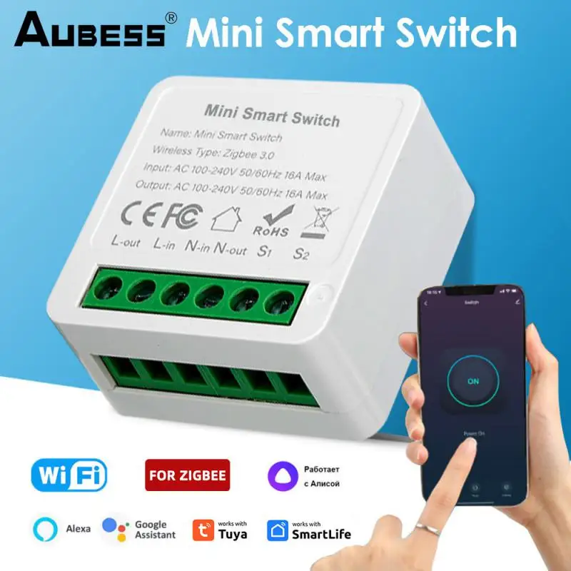 

Aubess 1/2/3/4 CH 10A/16A Tuya DIY Zigbee Smart Switch 2-Way Control Light Relay Smart Home Works With Alexa Google Home Alice