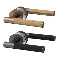 Viladepot Privacy Door Handle Leather Texture Lever Bedroom Bathroom Passage Zinc Alloy Door Lock Without Lock Cylinder