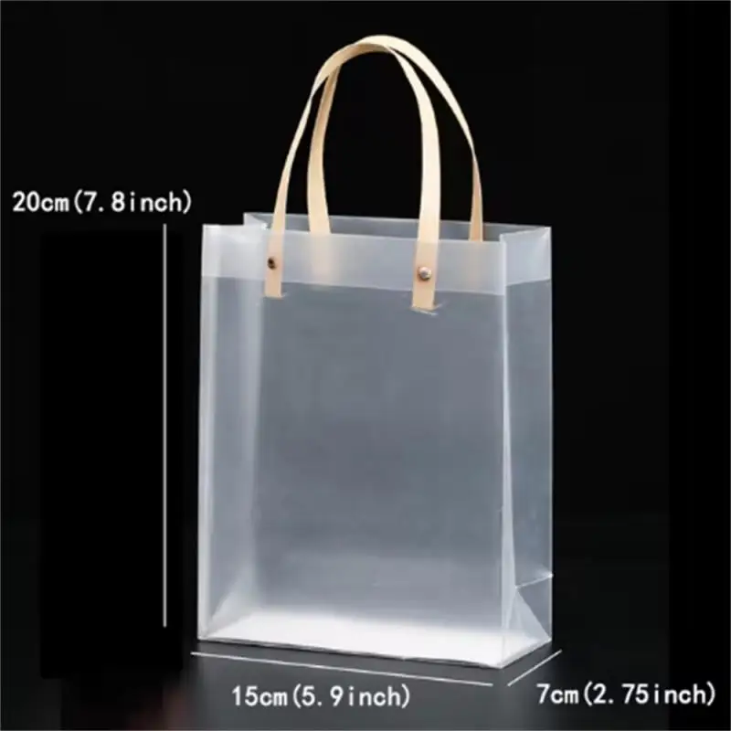 Transparent Frosted Tote Bag 15x7x20cm 1PC PVC Waterproof Eco-friendly Companion Gift Candy Bag Holiday Gift Bag Christmas Party