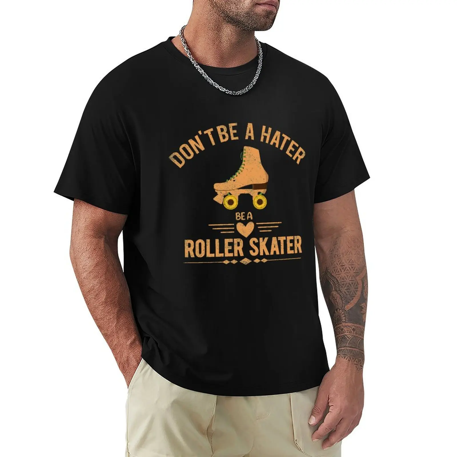 

Don't Be a Hater Be a Roller Skater - Roller Skate T-Shirt Casual Simple Design Short Sleeve Shirt
