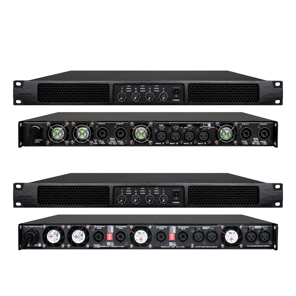 D1650 Digital Audio Power Amplifier Professional 4 Channels Class D Preamplifier DJ Audio Sound Amplifier Processor System