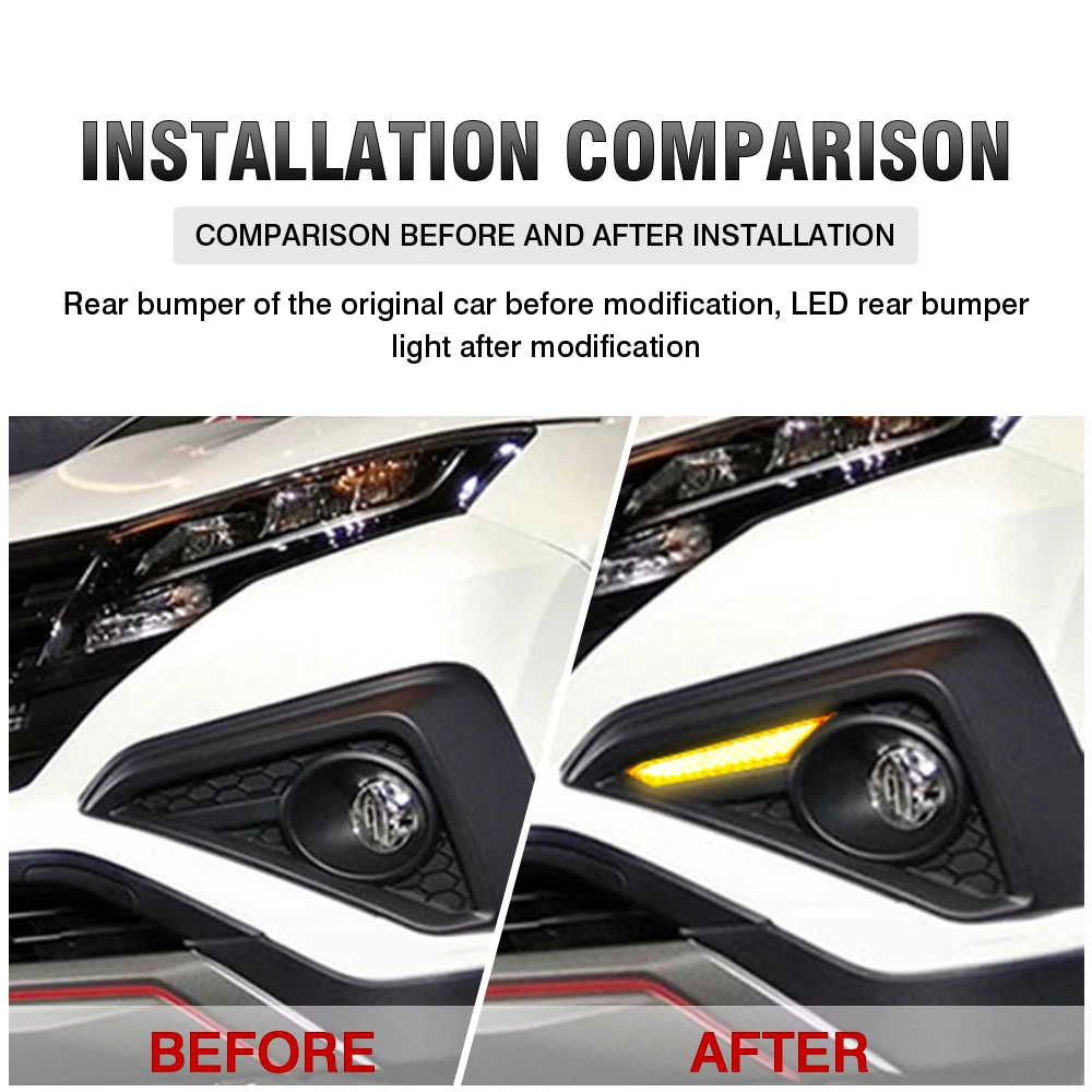 OKEEN 2pcs LED Daytime Running Lights For Toyota Rush 2018 2019 Car Driving Turn Signal Light DRL Fog Lamps Auto Accessories 12V