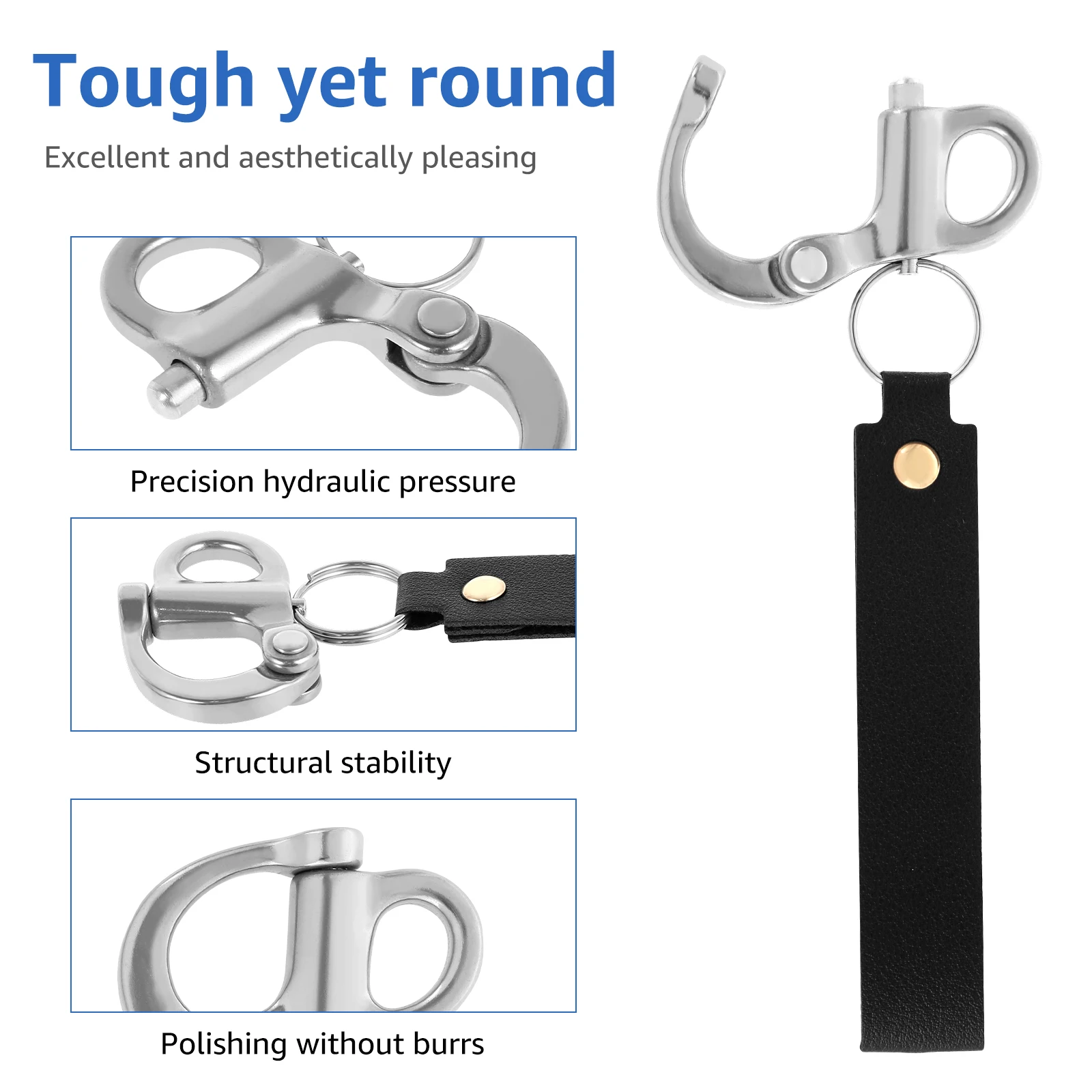 4Pcs Quick Release Shackle Stainless Steel Fixed Snap Shackle Lanyard Rustproof Firefighter Quick Release Shackle Strong Load