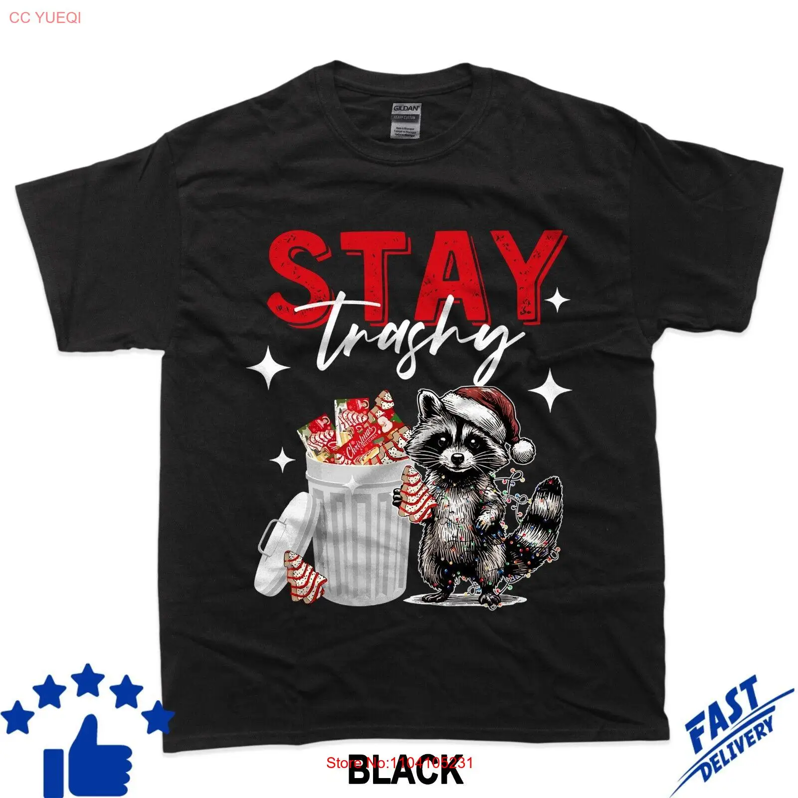 

Stay Trashy Christmas Raccoon Xmas Raccoon Lover Animal T-Shirt
