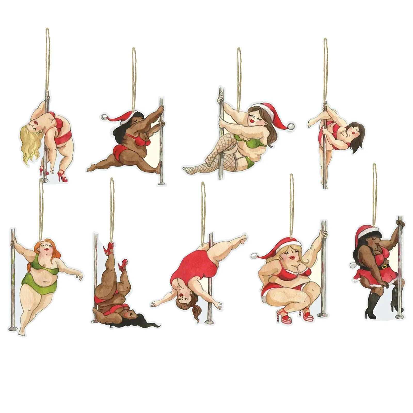 Navidad divertida danza Santa Claus acrílico colgante colgante hombre y mujer árbol de Papá Noel 2024 regalos de Año Nuevo decoración de fiesta en casa
