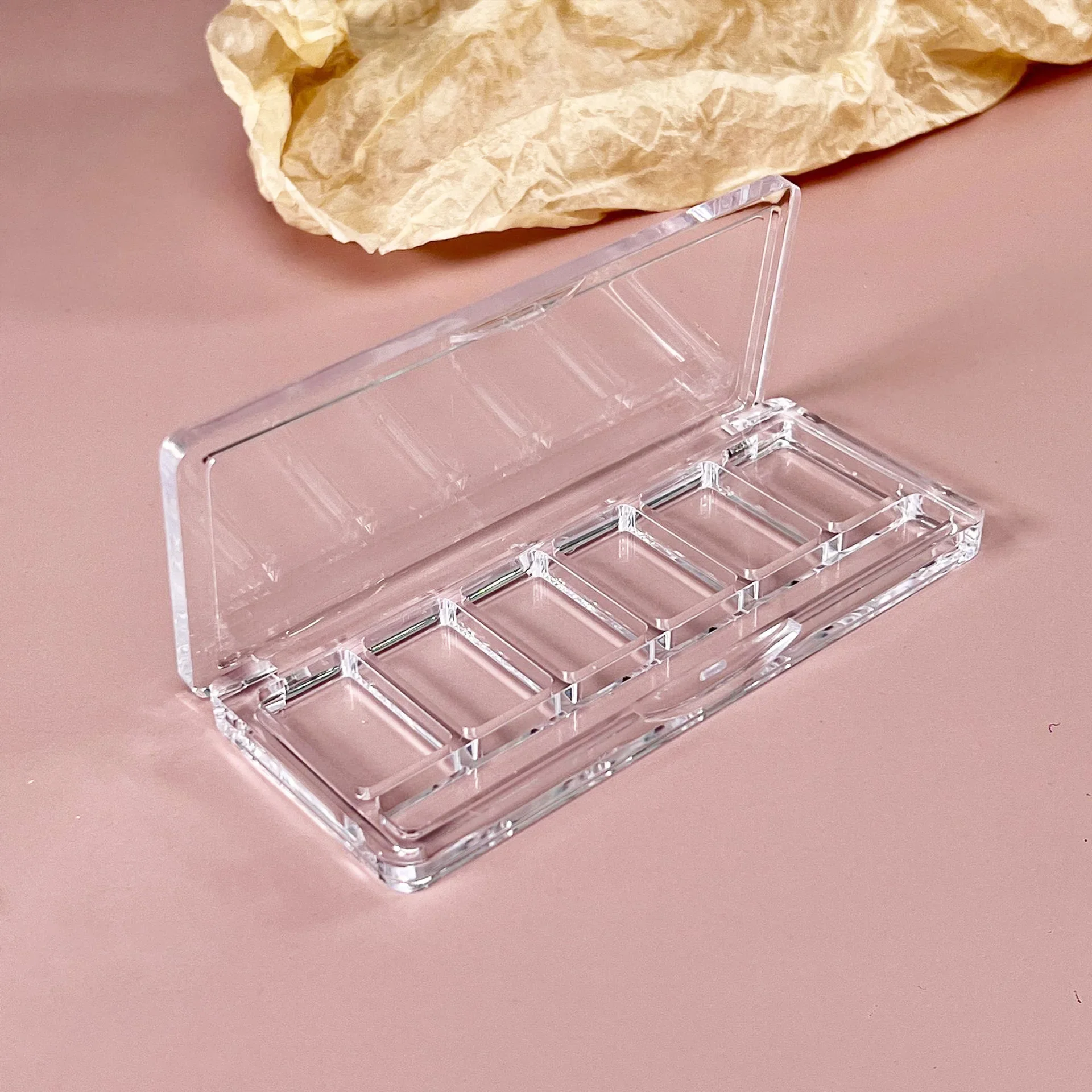 Transparent 6 Grids Empty Eyeshadow Dish DIY Sample Palette Eye Makeup Packaging Box for Beginners Custom Eyeshadow Containers