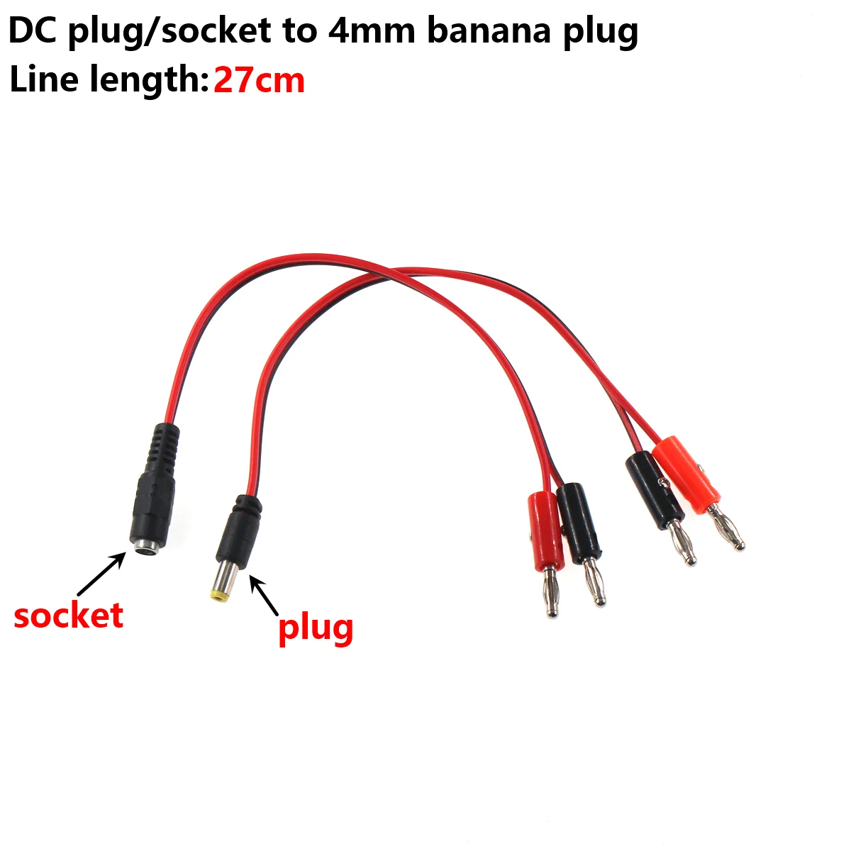 

DC plug to banana plug cable 4mm power test cable DC5.5-2.1 Turn lantern plug DC male DC female