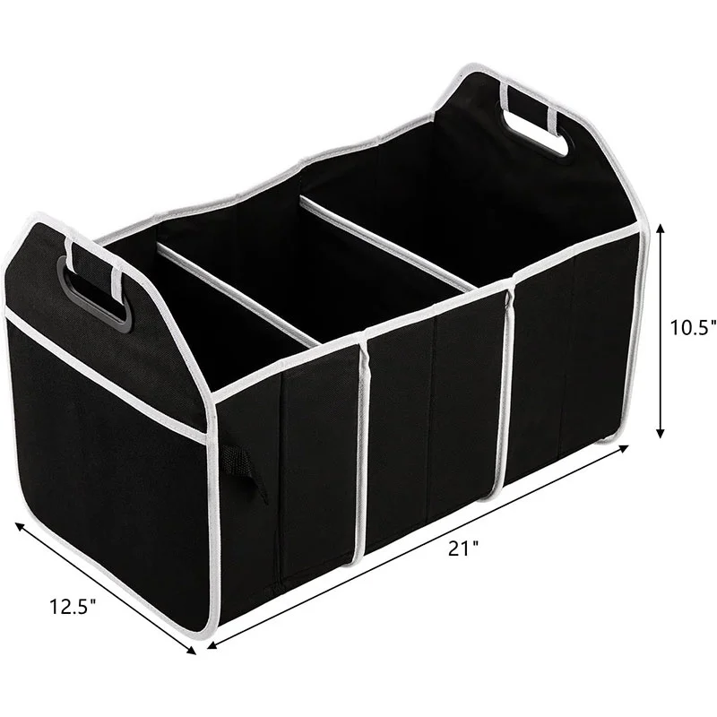 1PC Car Trunk Storage Box Extra Large Collapsible Organizer With 3 Compartments Home Car Seat Organizer Car Accessories Interior