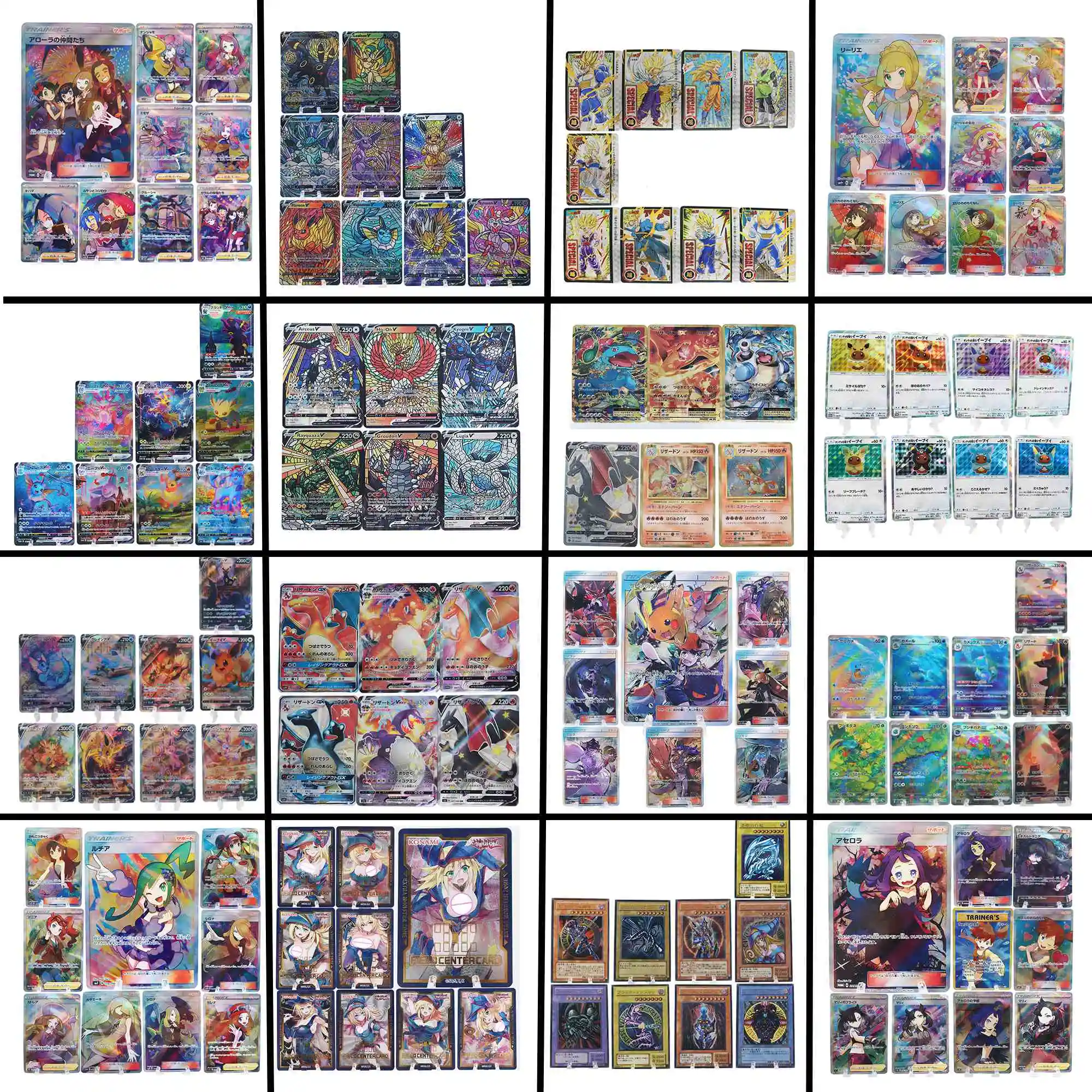 

Аниме PTCG японский Charizard Eevee Lillie Rayquaza Acerola Bulbasaur Blastoise текстура флэш-карты детские игрушки игры карты