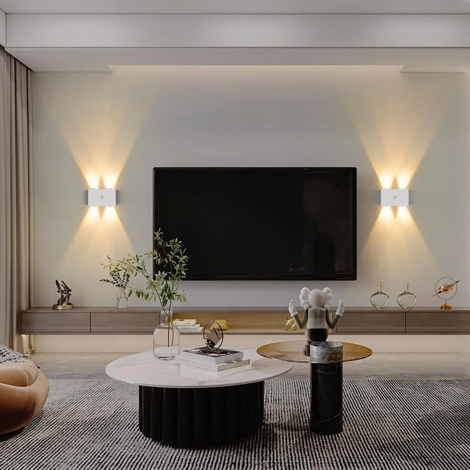 LED Wall Sconce Indoor with Motion Sensor, USB Rechargeable Wall Light Battery Operated Wireless Wall Lamps 4000 mAh for Stair