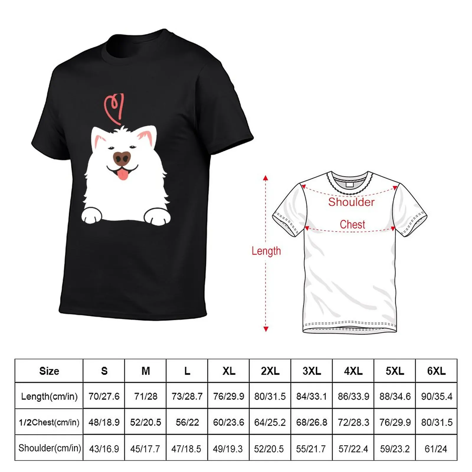 LOVE Cute Samoyed Dog T-Shirt heavyweight t shirts t-shirts man mens t shirt