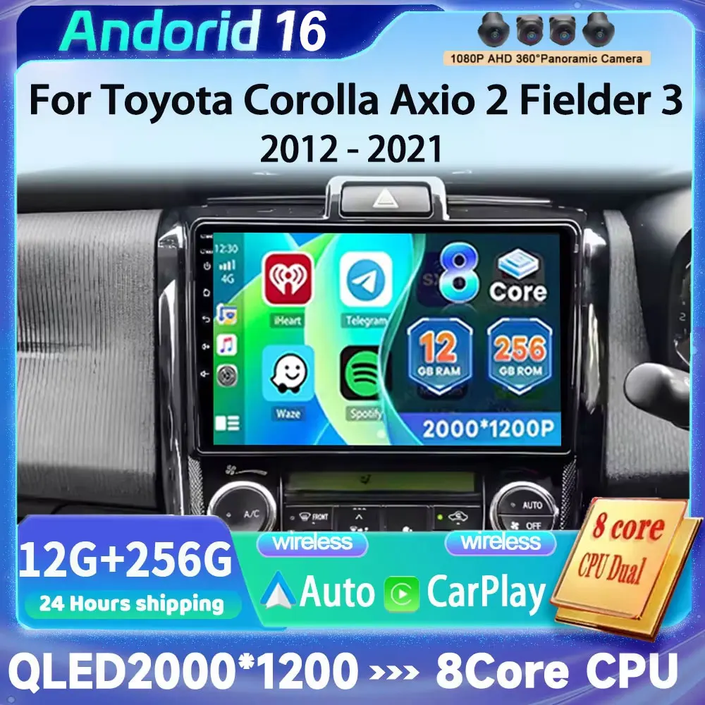 Android 16 Carplay For Toyota Corolla Axio 2 Fielder 3 E160 2012 - 2018 2019 2020 2021 Car Radio Multimedia Player Video Stereo