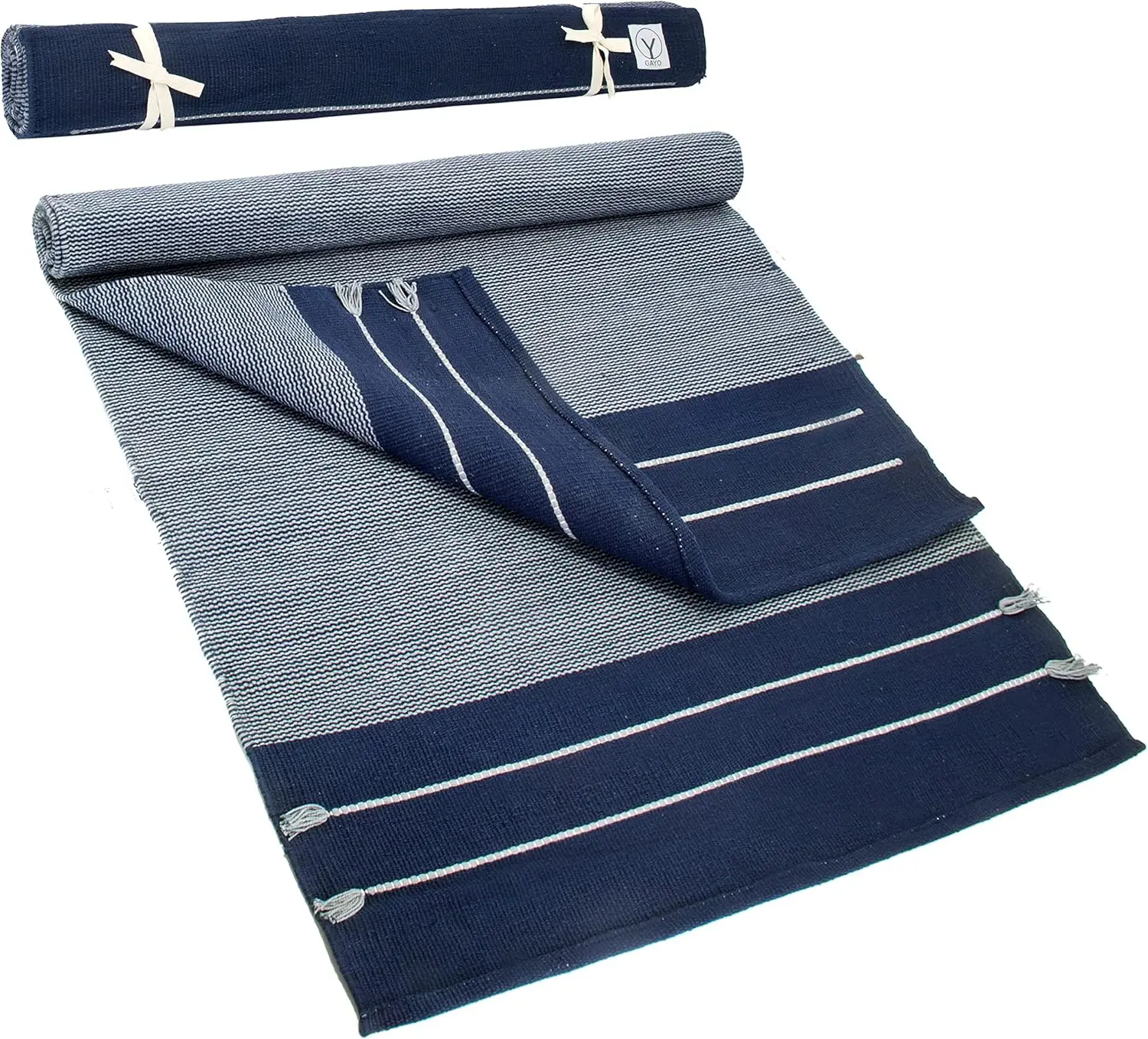 

Handmade Organic Cotton Yoga Mat, Natural Exercise Rug, Washable & Hand-Woven, 74x26 Inches Multi-Color