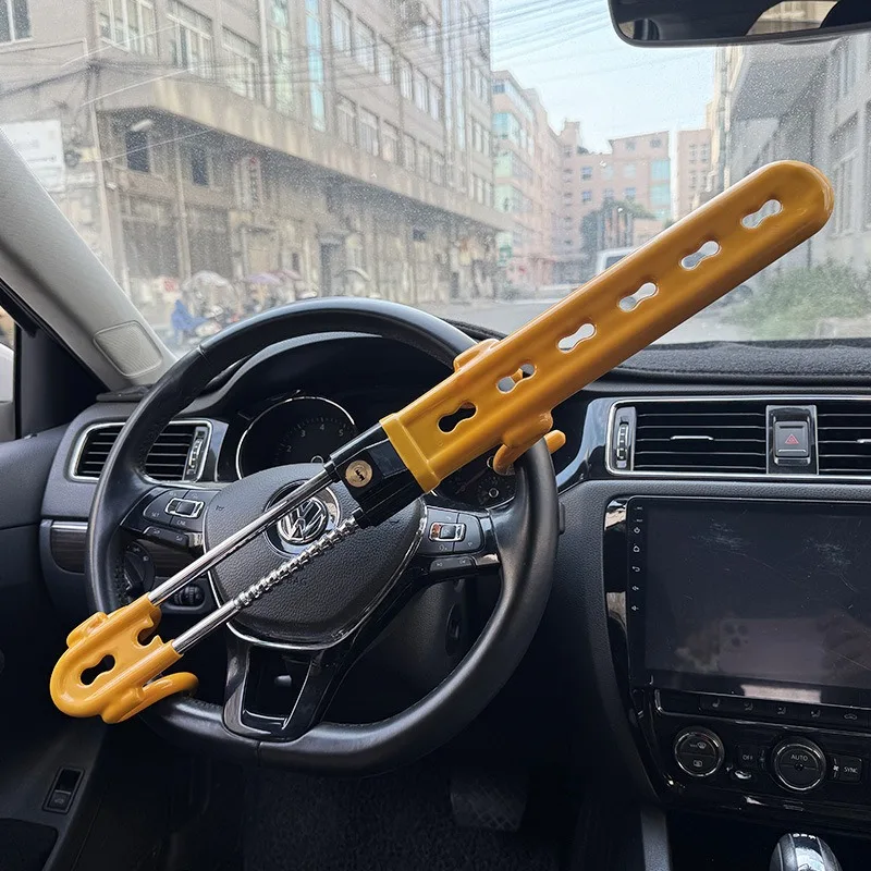 Car Steering Wheel Lock Auto Anti-theft Security Device Retractable Handle Lock for Sedan Vehicle Theft Prevention Solid Hard