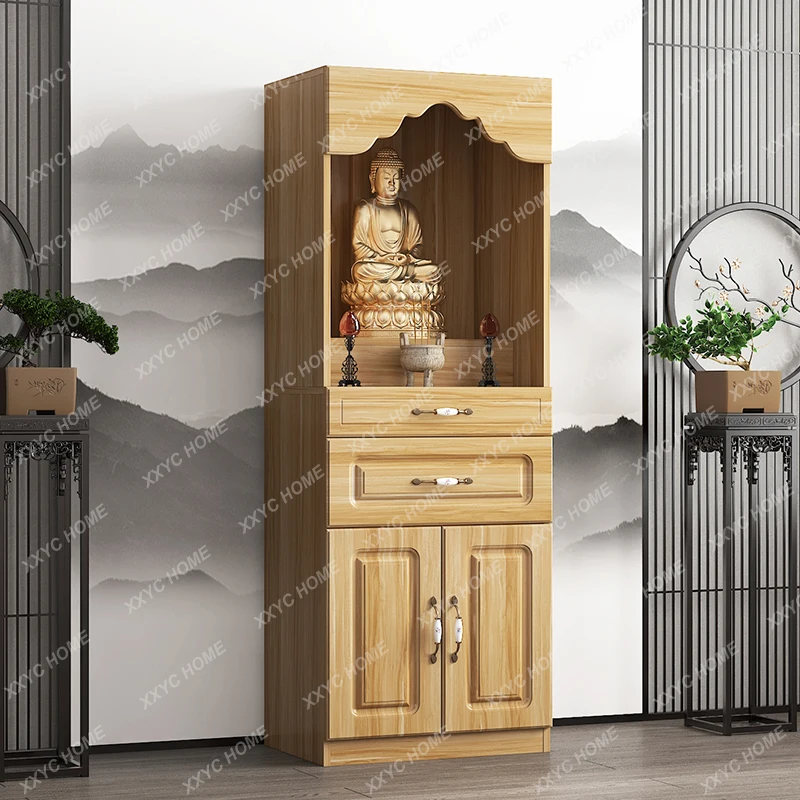 Buddha Shrine Clothes Closet Buddha Shrine Altar Household Shrine with Door Buddha Cabinet Altar Cabinet God of Wealth Guanyin