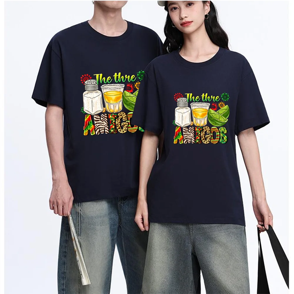 The Three Amigos Salt Lime Tequila Printed T Shirt Breathable Fabric S-XXL Personalized Custom T Shirt Casual Short Sleeve Tee A