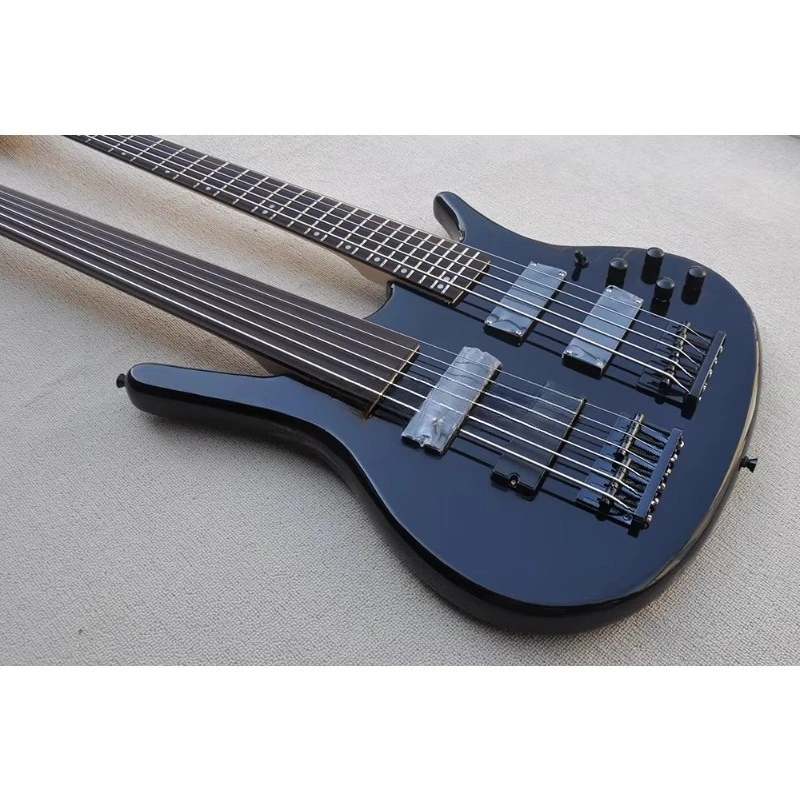 Double Neck 5+6 Strings Electric Bass Guitar Fretless Electric Bass Cheap Stringed Instruments