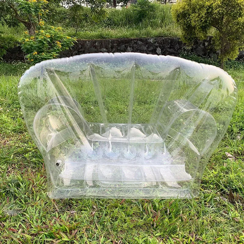 Sun Loungers PVC Transparent Inflatable Sofa Home Lounge Chair Outdoor Terrace Furniture Beach Camping Fan Shaped Lazy Armchair