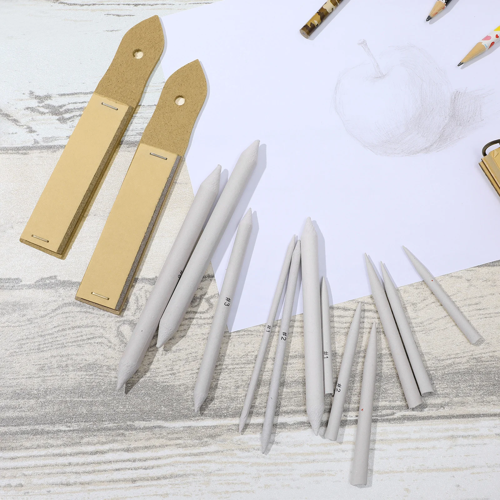 

12pcs Sketch Tools Set 6Blending Stumps 6Tortillons 2Sharpen Pads Premium Rice Paper Drawing Accessories Gift Artists