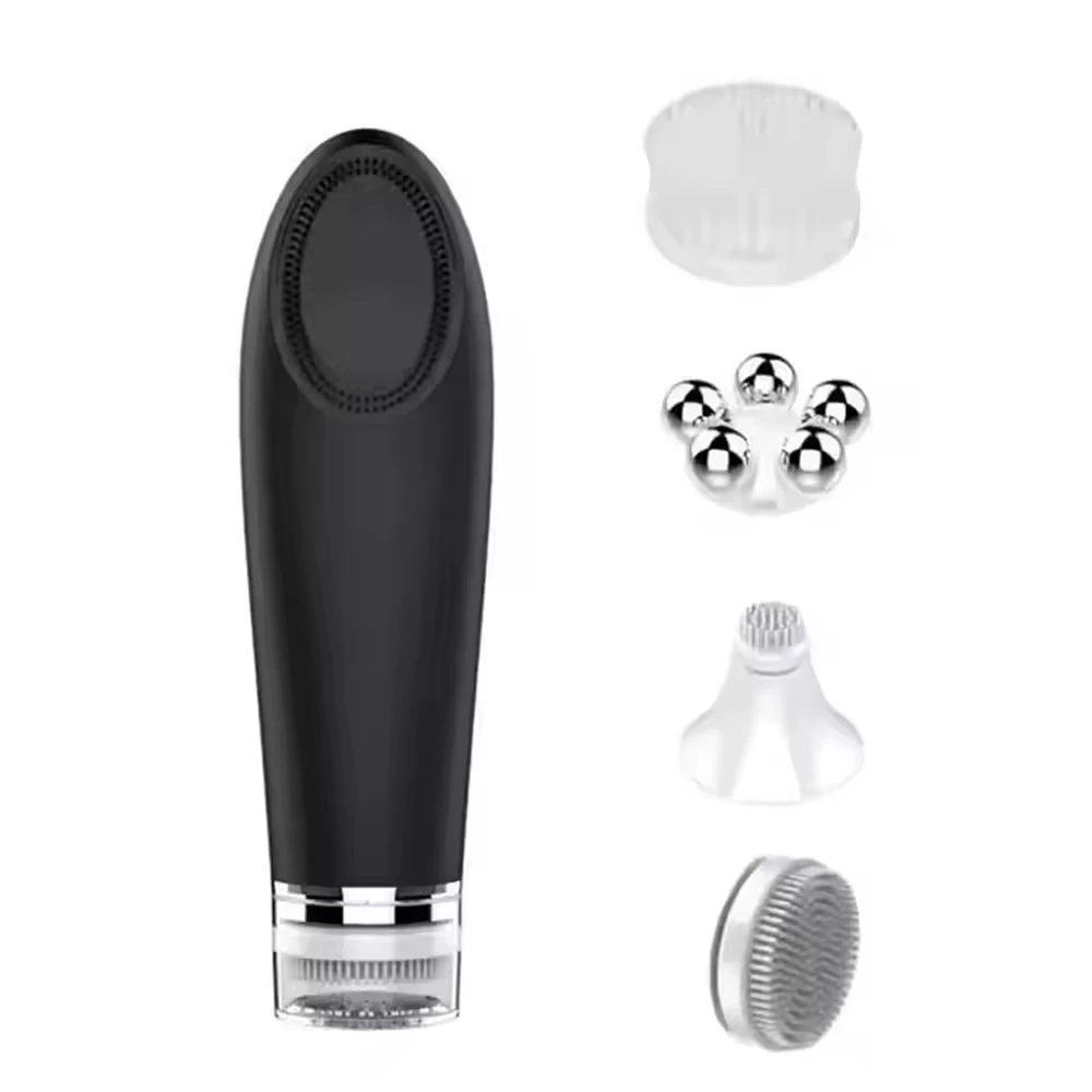 Electric 4 in1 Silicone Blackhead Exfoliating Skin Tightening Massage Home Spa Face Cleaner Care Cleansing Face Brush Cleanser