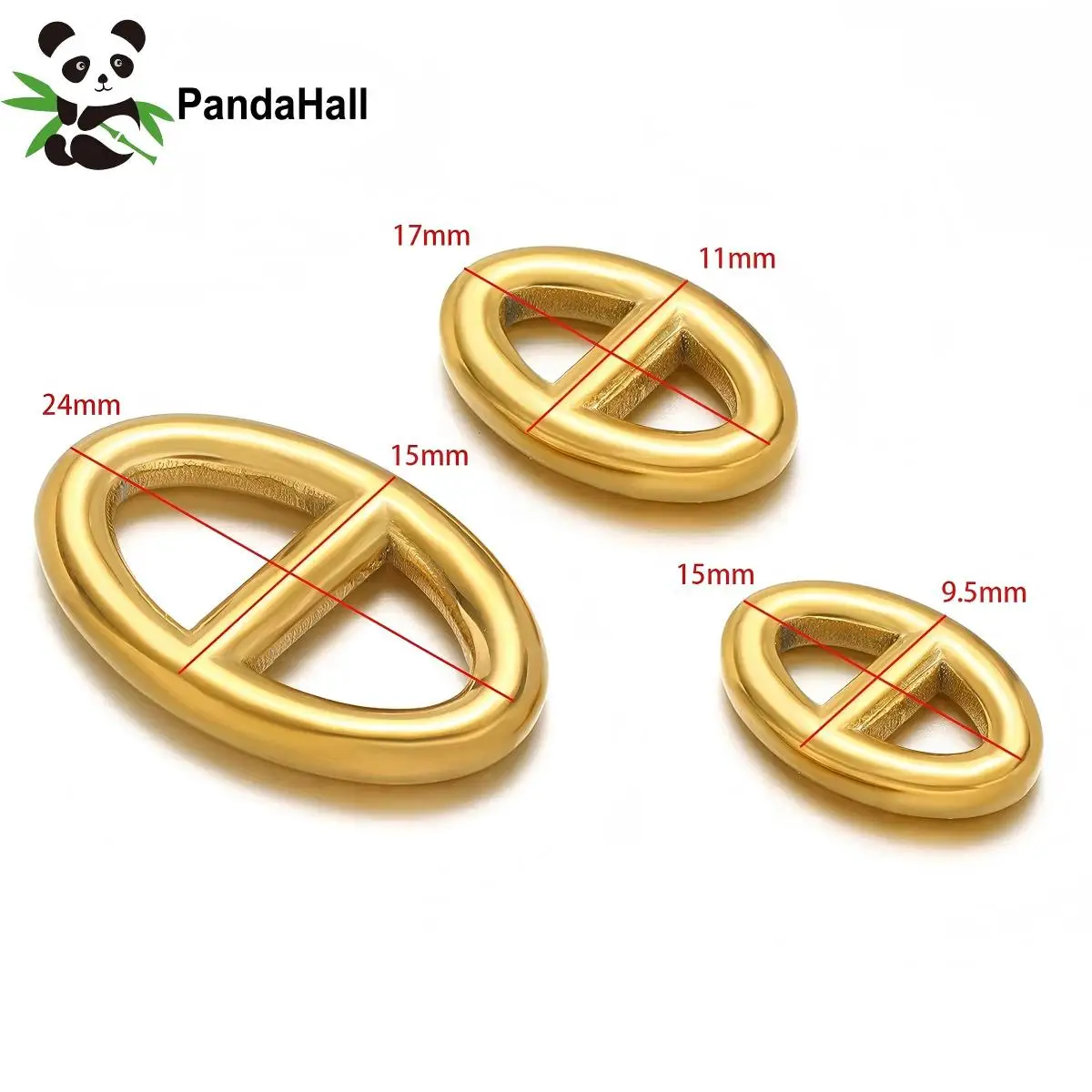 PandaHall 10 pièces Connecteurs en acier inoxydable multi-tailles en forme de nez de cochon, résistants au ternissement, pour la fabrication de bijoux DIY (boucles d'oreilles, colliers)