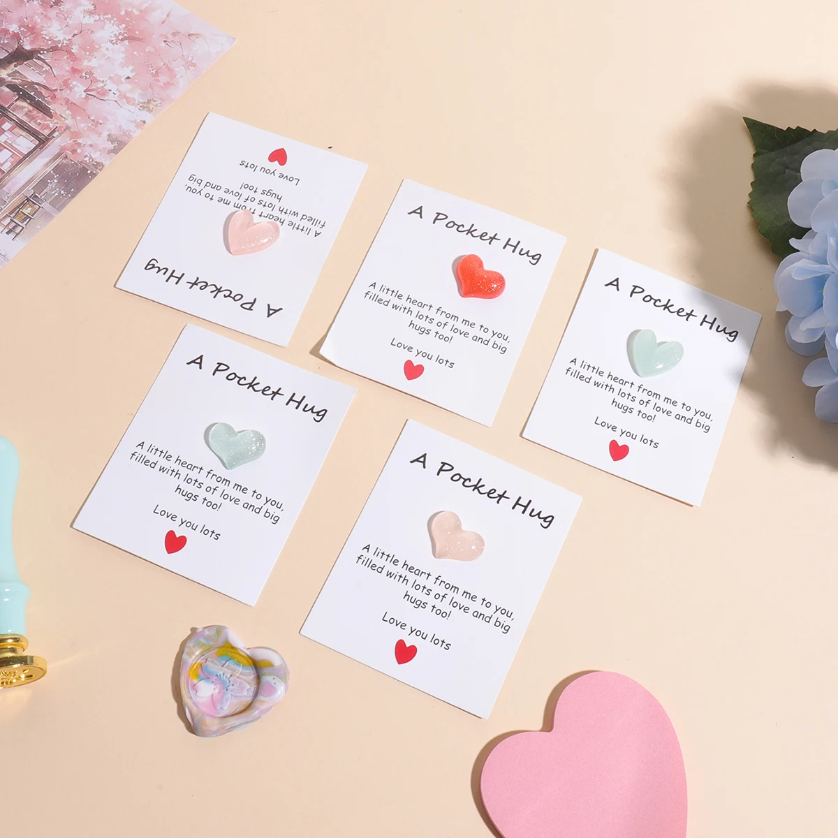 4PSPocket Hug Card,Small Heart Love Note,Valentines Day Gift for Her,Birthday Encouragement Card,Emotional Support Greeting Card