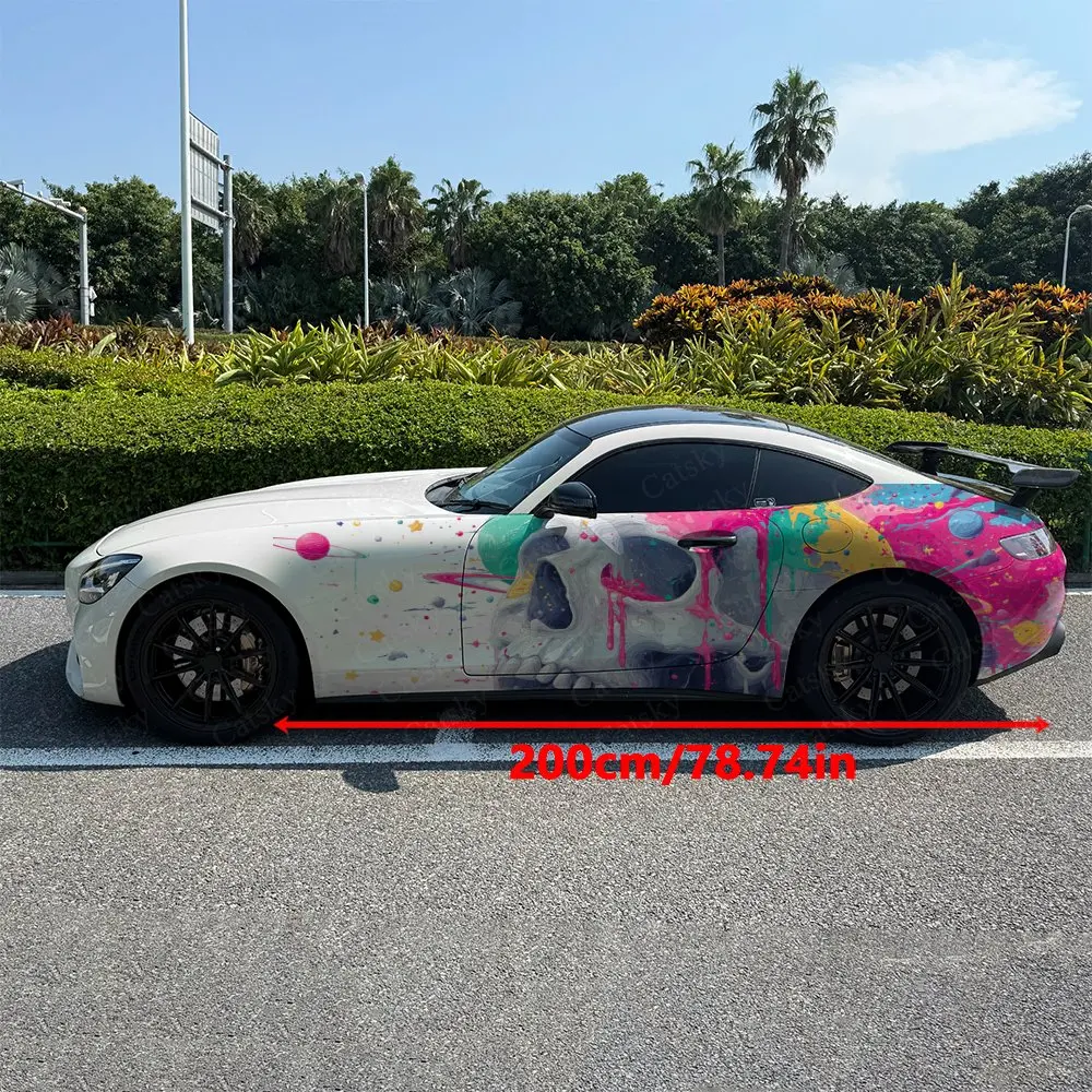 2pcs Cosmic Skull Fantasy, Durable, Fade-resistant, Enhance Vehicle Aesthetics With Bold Artistic Design Car Vinyl Wraps