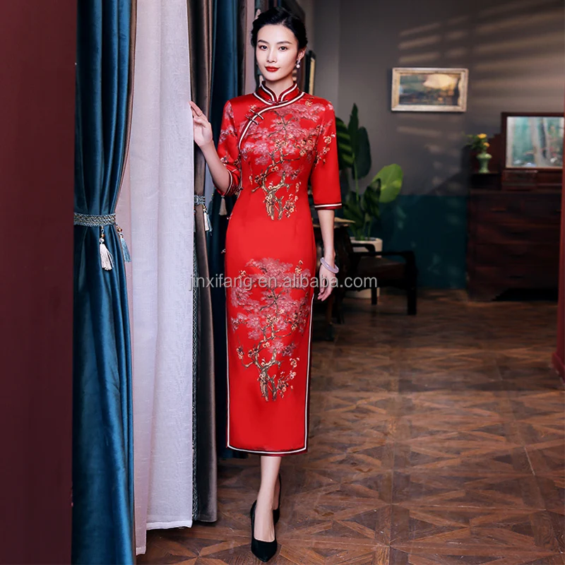 Women Elegant Slim Cheongsam Plus Size 4XL National Garments Traditional Chinese Dress Qipao