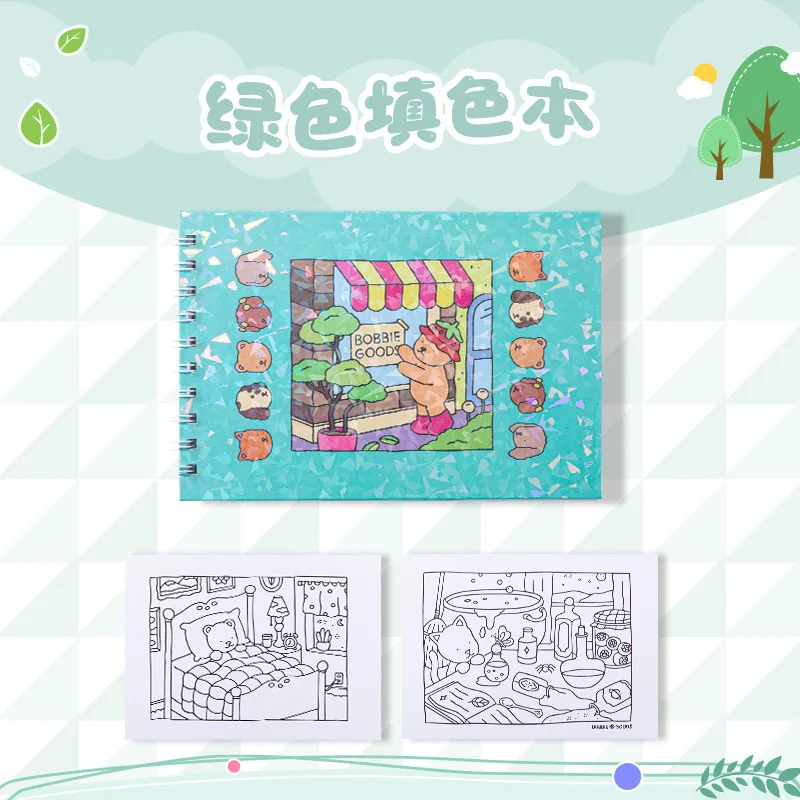 كتاب تلوين للأطفال من بوبي، كتاب رسم للأطفال، دفتر رسم ورقي، دفتر خربش، موضوعات حيوانات، لوازم الرسم للهدايا