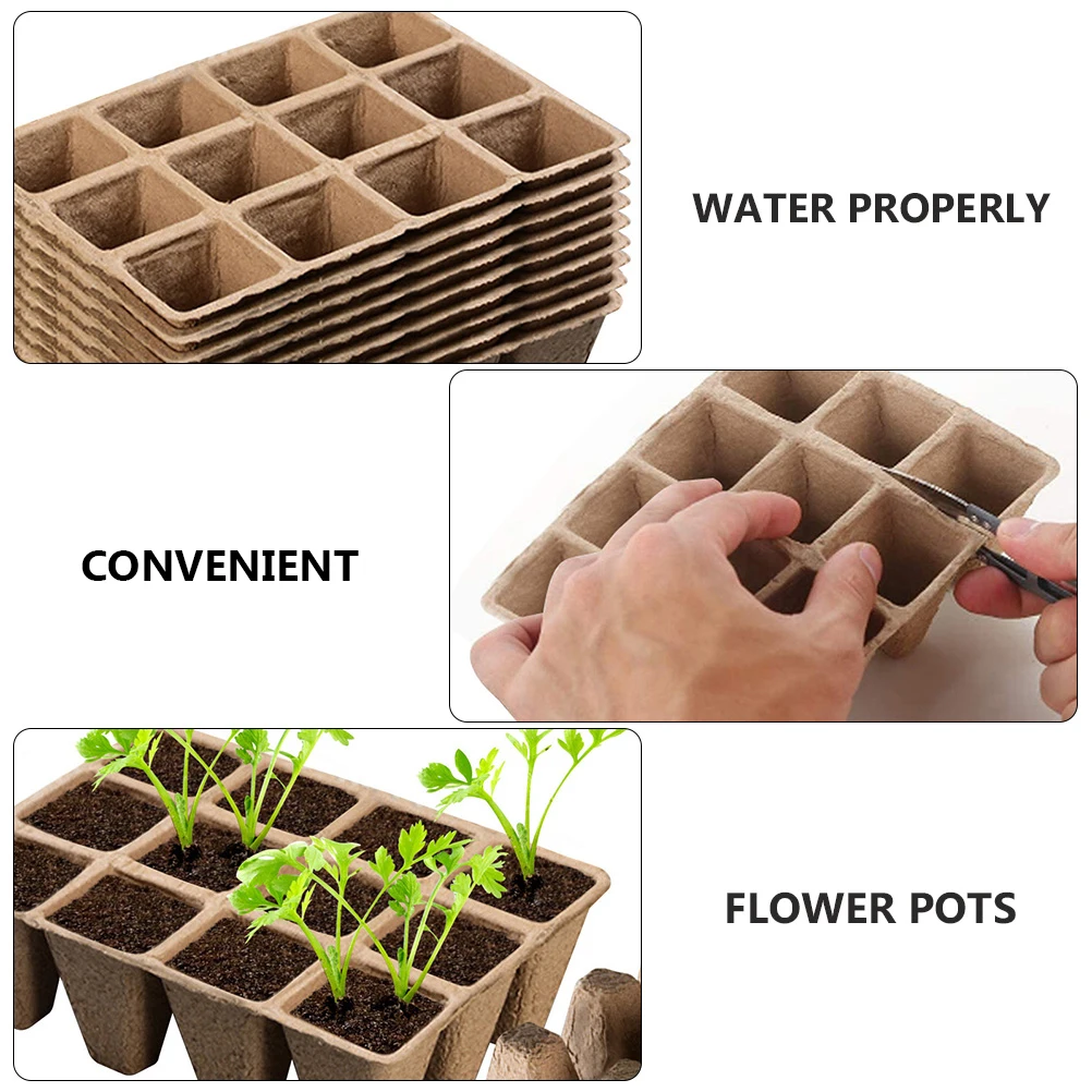 

10 Pcs Plant Nursery Pots Biodegradable Seedling Tray Planting Containers Gardening Pulp Hydroponics Garden Planter for herbs