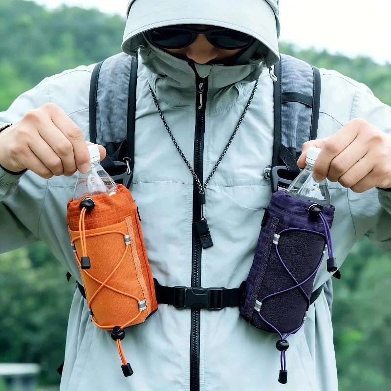 Backpack Strap Pouch 8×17cm Clip-on Extender Outdoor Phone Pouch Water Bottle Holder for Hiking Camping Travel Outdoor Gear