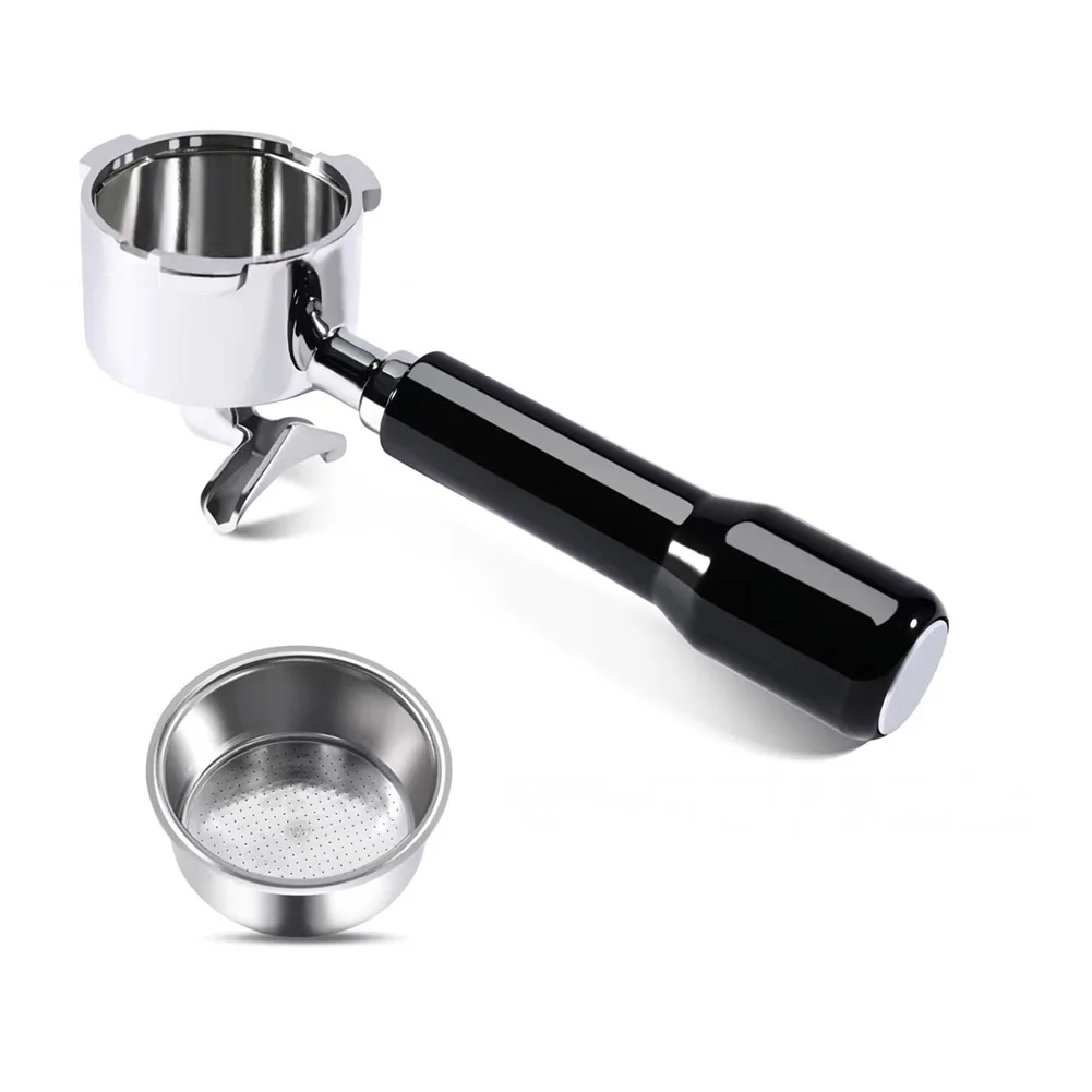 1pcs 51mm Double Spout Portafilter Stainless Steel Wood Handle Ergonomic For Home Espresso Maker Brewing Tool Kitchen Gadgets