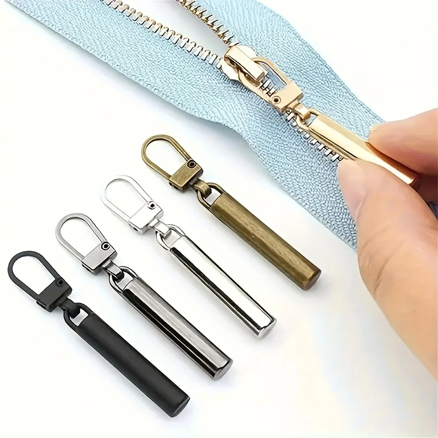 5pcs Metal Zipper Slider Puller Detachable Instant Zipper Repair Kit Replacement Zipper Head DIY Sewing Craft for Clothes Bag