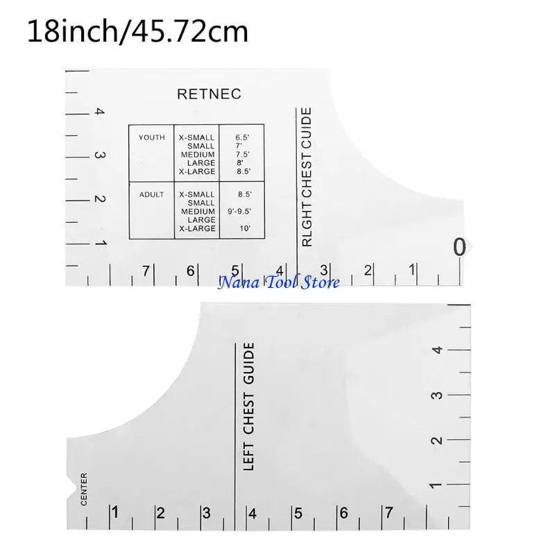 31GJ T-Shirt Ruler Guide Alignment Tool PVC T Shirt Ruler to Center Designs Ruler Guide Chart Measure For Adult Youth Toddler